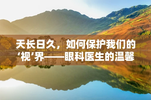 天长日久，如何保护我们的‘视’界——眼科医生的温馨提醒