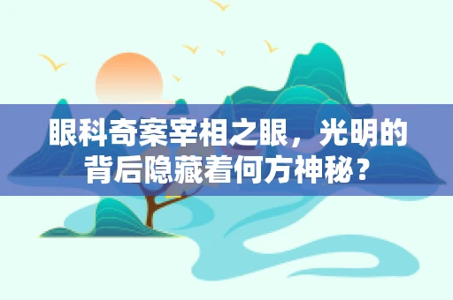 眼科奇案宰相之眼，光明的背后隐藏着何方神秘？